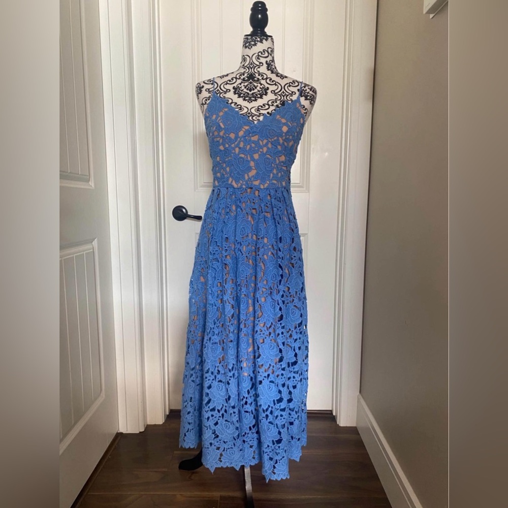 H&M Elegant Blue Lace Women Dress
